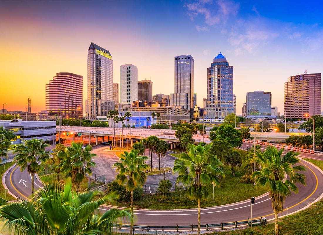 Clearwater, FL - Tampa Florida Skyline During Suset